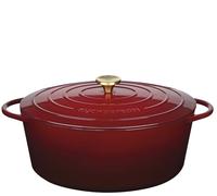 Küchenprofi Cacerola de hierro fundido con tapa ovalada, médoc, 35 cm, cacerola, horno holandés, sartén esmaltada, para todo tipo de fuegos (incluyendo inducción), para guisar, hornear, asar