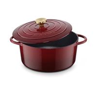 Küchenprofi Cacerola de hierro fundido con tapa redonda, médoc, 26 cm, cacerola, horno, horno holandés, sartén esmaltada, para todo tipo de fuegos (incluyendo inducción), para guisar, hornear, asar