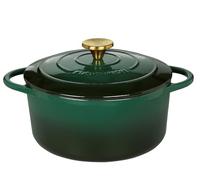 Küchenprofi Fuente de hierro fundido con tapa, interior verde/negro, 26 cm, cacerola, horno holandés, molde para hornear pan, esmaltado, para todo tipo de fuegos (incluida inducción), para guisar,
