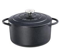 Küchenprofi Fuente de horno holandés con tapa de hierro fundido con tapa, interior verde/negro, 24 cm, olla para pan, esmaltada, para todo tipo de cocinas (incluida inducción), para estofar, hornear,