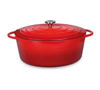 Küchenprofi Fuente para asar de hierro fundido con tapa, interior rojo/negro, 35 cm, cacerola, horno holandés, molde para hornear pan, esmaltado, para todas las cocinas (incluyendo inducción), para