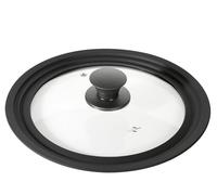 Küchenprofi Tapa universal Cook, adecuada para ollas con diámetro de 24 - 28 cm, borde de cierre hermético de silicona, resistente al calor hasta 250 °C, vidrio de borosilicato/plástico de alta