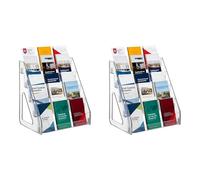 Kueohse 2X Soporte de Mesa de 5 Niveles para Folletos, Folletos y Revistas, de Acrílico Transparente, para Sujetar Folletos de Tamaño 1/3 A4.