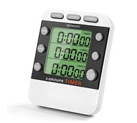 Kueohse Temporizador digital dual de cocina, 3 canales, temporizador de conteo de ascendentes/bajos, temporizador de cocción triple, pantalla grande, alarma de barra de volumen fuerte