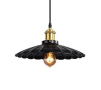 KUEYANB Lámpara Colgante De Hierro Vintage, Lámpara Colgante De Metal Negro | Pantalla única de metal negro con forma de pétalo, fácil de instalar, cable ajustable, casquillo E26 para restaurante