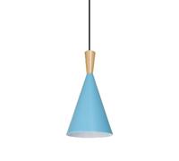 KUEYANB Lámpara Colgante Moderna De Cono, De Metal Mate, Para Dormitorio. | Pantalla minimalista cónica con detalles de madera natural, cable de suspensión ajustable