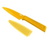 KUHN RIKON Colori+ - Cuchillo de cocina (hoja recta con protector de hoja, antiadherente, acero inoxidable, 19,5 cm), color amarillo