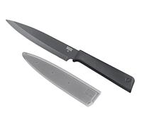 KUHN RIKON COLORI+ - Cuchillo multiusos (hoja recta con protector de hoja, antiadherente, acero inoxidable, 23 cm), color gris