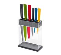 KUHN RIKON COLORI+ Vision - Juego de cuchillos con soporte y 7 cuchillos de diferentes colores, color gris y transparente