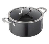 KUHN RIKON Easy Pro - Olla con tapa de cristal (aluminio, inducción, 5,1 L, 24 cm), color negro
