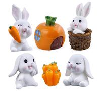 KUKIFUN Juego de 7 figuras de conejo, adornos para tartas de conejo, juguetes de animales, decoración para cupcakes, Pascua, regalo de cumpleaños para niños y suministros de fiesta