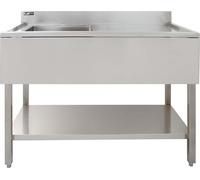 KuKoo - Fregadero de acero inoxidable para uso profesional, con un solo compartimento, diseño con el desagüe a la izquierda