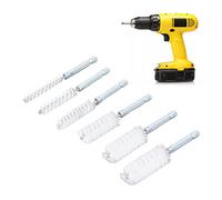Kukyller Cepillo de alambre de acero inoxidable, 6 cepillos de limpieza de alambre trenzado de diferentes tamaños con vástago hexagonal de 1/4 pulgadas para taladro eléctrico (Nylon (White))