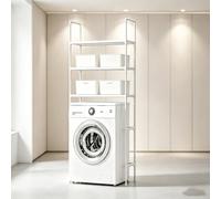 kumamart Estante 3 Niveles sobre Lavadora Organizador Baño | Este estante ofrece un almacenamiento inteligente para sábanas y toallas sin necesidad de taladrar.(White)