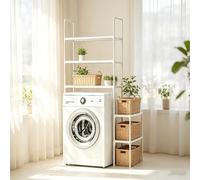 kumamart Estante 3 Niveles sobre Lavadora Organizador Baño | Maximiza el espacio del baño con este estante de 3 niveles para toallas y cestas de almacenaje.(White)
