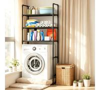 kumamart Estante 3 Niveles sobre Lavadora Organizador Baño | Maximiza el espacio del baño con este estante de 3 niveles para toallas y cestas de almacenaje.(Black)