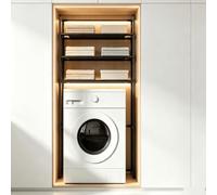 kumamart Estante Ahorrador de Espacio Baño Organizador Lavadora | Maximiza tu lavandería con este estante de 3 niveles, organizando toallas y cestas fácilmente.(Black)