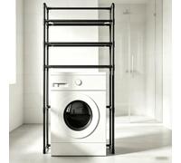 kumamart Estante Ahorrador de Espacio Baño Organizador Lavadora | Maximiza tu lavandería con este estante de 3 niveles, organizando toallas y cestas fácilmente.(Black)
