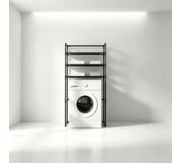 kumamart Estante Ahorrador de Espacio Baño Organizador Lavadora | Maximiza tu lavandería con este estante de 3 niveles, organizando toallas y cestas fácilmente.(Black)