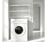 kumamart Estante Ahorrador de Espacio Baño Organizador Lavadora | Maximiza tu lavandería con este estante de 3 niveles, organizando toallas y cestas fácilmente.(White)