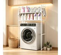kumamart Estantería Lavadora 2 Niveles Mueble Baño | Estante independiente eficiente para organizar tus elementos esenciales de baño.(White)