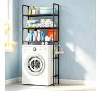 kumamart Estantería Lavadora 3 Niveles Mueble Baño | Maximiza el espacio del baño con este estante de 3 niveles para toallas y cestas de almacenaje.(Black)