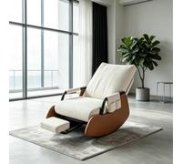 kumamart Sillón Acolchado Balancín con Reposapiés Ocultable | Sillón mecedora ergonómico con reposapiés extensible y bolsillo lateral para el descanso diario.