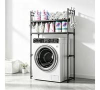 kumamart Soporte sobre Lavadora Estantería Baño WC | Maximiza el espacio de tu baño con esta estantería de 2 niveles para toallas y cestas.(Black)