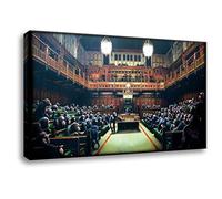 Kunstbruder - Imágenes de Banksy Parlamento de monos sobre lienzo (varios formatos) 2 cm - Monkey Parlaments arte cuadro impresión sobre lienzo (60 x 100 cm)
