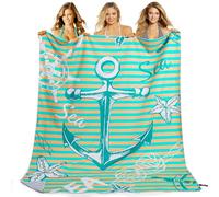KUOGAS Toalla Playa XXL 200x145 cm, Toalla Grande De Microfibra De Secado RáPido, Toalla De BañO Sin Arena, Manta De Playa Mujer (Ancla Verde)