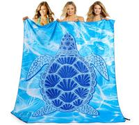 KUOGAS Toalla Playa XXL 200x145 cm, Toalla Grande De Microfibra De Secado RáPido, Toalla De BañO Sin Arena, Manta De Playa Mujer (Tortuga Azul)