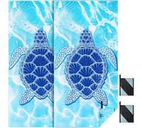 KUOGAS Toalla Playa XXL Juego de 2-90 X 180 cm, Toalla Grande de Microfibra de Secado RáPido, Toalla de BañO Sin Arena, Manta de Playa para Mujer (Tortuga Azul X 2)