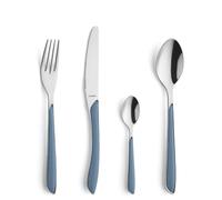 Kuppels Prisma - Cubertería de acero inoxidable pulido, 24 piezas, para 6 personas, mango de plástico