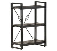 KUPTYERFG Estantería de madera con 3 compartimentos, 60 x 30 x 80 cm, diseño industrial de madera maciza de mango, robusta estantería y estantería de almacenamiento para salón y oficina, color negro