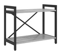 KUPTYERFG Estantería gris Sonoma 60 x 30 x 50 cm, estantería de madera con marco de acero, estantería pequeña escalonada para salón y oficina, moderna estantería industrial