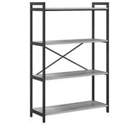 KUPTYERFG Estantería gris Sonoma 80 x 30 x 120 cm, estantería de pie en diseño industrial de madera y acero, moderna estantería para salón, oficina y estudio