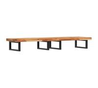 KUPTYERFG Estantería para lavabo, montaje en pared, madera de acacia, acero | Elegante consola de lavabo de madera maciza y metal para su cuarto de baño con montaje flexible del grifo.