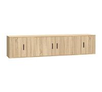 KUPTYERFG Juego de 3 armarios para TV, madera de roble Sonoma | Combinación de tablero de pared que ahorra espacio para sala de estar y habitación juvenil, conjunto de armario bajo de fácil