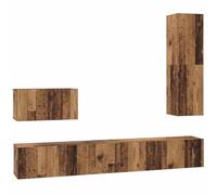 KUPTYERFG Juego de 4 armarios de pared para TV, aspecto de madera | Estante colgante modular para sala de estar y dormitorio, montaje en pared flexible con puertas con bisagras de madera.