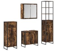 KUPTYERFG Juego de muebles de baño de 4 piezas con armario con espejo | Juego de muebles de baño para colgar en la pared con armario con espejo, armario bajo y dos armarios altos para tu baño de