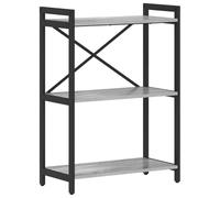 KUPTYERFG Librería gris Sonoma 60 x 30 x 85 cm - Estantería de pie en diseño industrial de madera con marco de metal - Moderna estantería escalonada para salón, estudio y oficina