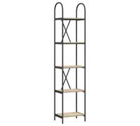 KUPTYERFG Librería Sonoma Roble 40 x 30 x 183 cm, estantería de pie estrecha con 5 niveles, moderna estantería de oficina y estantería de salón de madera y marco de metal