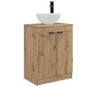 KUPTYERFG Mueble de baño con lavabo de roble Artisan, 54 x 35 x 83 cm | Lavabo compacto de madera para baño de invitados y baño con puertas suspendidas de 90 grados y mango empotrado.