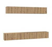 KUPTYERFG Mueble de TV montado en la pared, 5 piezas, madera de roble | Juego de tablero colgante flexible para sala de estar y habitación juvenil. Organiza el orden con compartimentos cerrados y