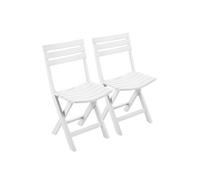 KURIL Pack 2 × Silla Blanca Birki Plegable de Resina 78 cm - Jardín, Terraza, Playa - Polipropileno Ligero y Resistente - Fácil Montaje y Almacenaje