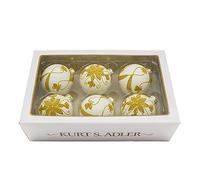 Kurt Adler - Juego de 6 bolas blancas con cuentas doradas, 80 mm