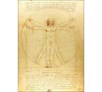 KUSTOM ART Cuadro de mesa o pared Serie Pintores Famosos Leonardo Da Vinci el Hombre Vitruviano Impresión sobre madera 30 x 21 cm