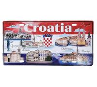 KUSTOM ART Placa de metal con motivo en relieve Croacia Monumentos ilustrados con ciudades más importantes con escudo bandera croata Diseño artístico con agujeros e imanes, 31 x 15 cm