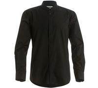Kustom Kit - Camisa entallada de manga larga con cuello chino / mao Hombre Caballero - Trabajo/Fiesta/Verano (2XL/Negro)