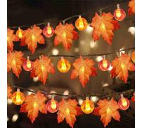 Kuuleyn Cadena de luz de Hoja de Arce,Cadena de luz de Hoja de Arce de otoño,Luz de Guirnalda LED,Luz LED de Mapa le Le AF Lig HT String Luz de Guirnalda de otoño para decoración